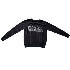 Sandro Paris Long Sleeve Shirt Black and red stripe with WONDER on the back